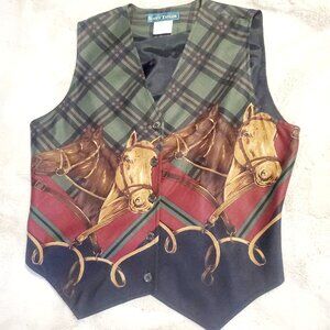 Vintage Scott Taylor Y2K Equestrian Vest Cottagecore Western Size 8 Horses